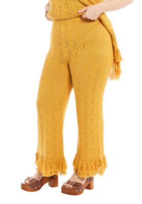 Women's Fringe Trim Pointelle Knit Pant