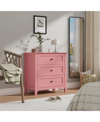 3 Drawer Dresser, 27.5 Inch Bedroom Nightstand, Modern Farmhouse Storage Cabinet, Sofa Side Table for Living Room, Apartment, Entryway