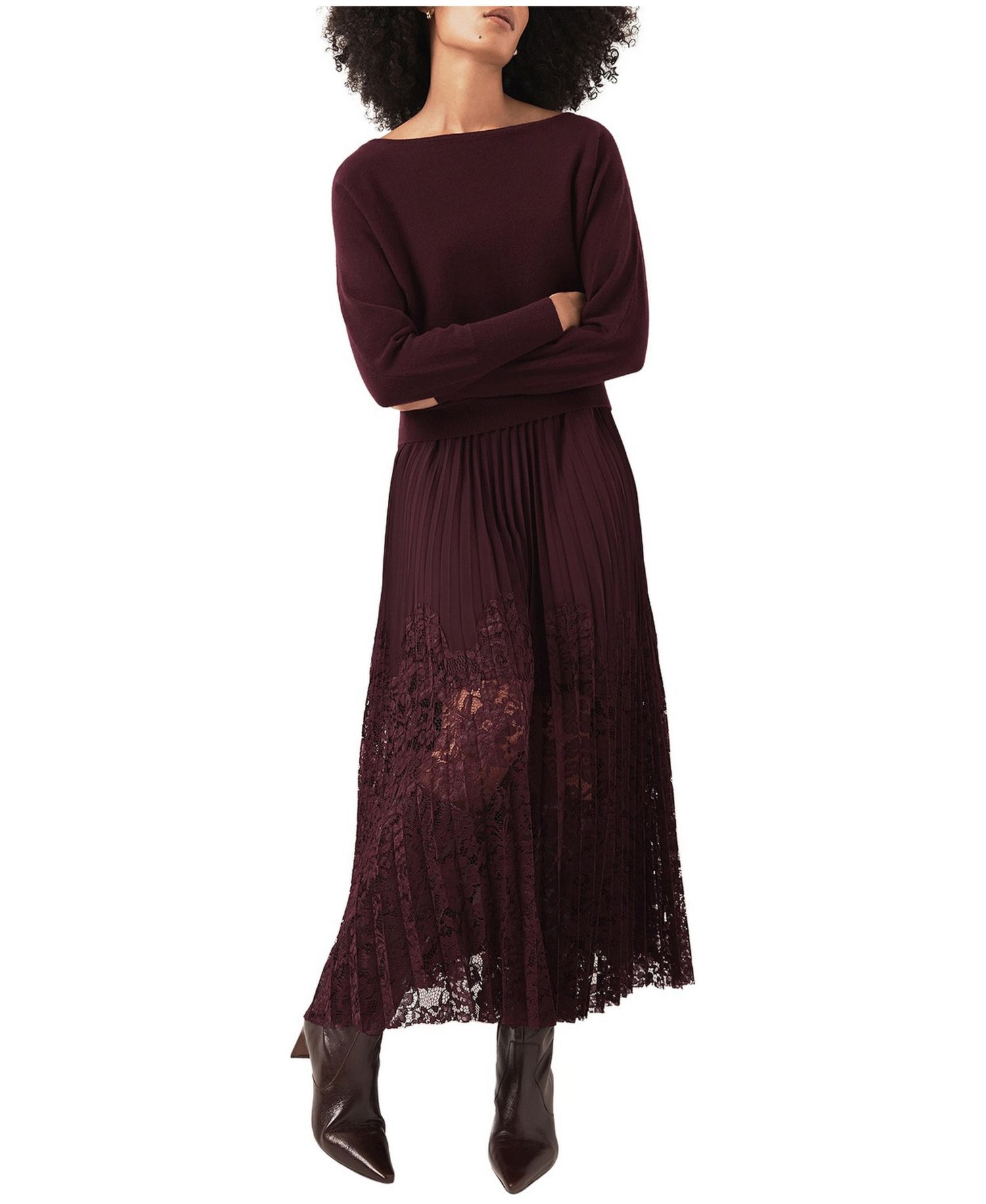 Women's Layered Lace Midi Dress