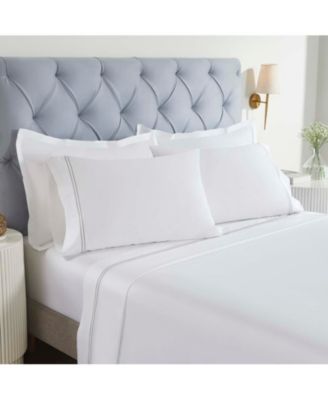 Fieldstone Cotton Two-Line Embroidered Deep Pocket Bed Sheet Set, Twin