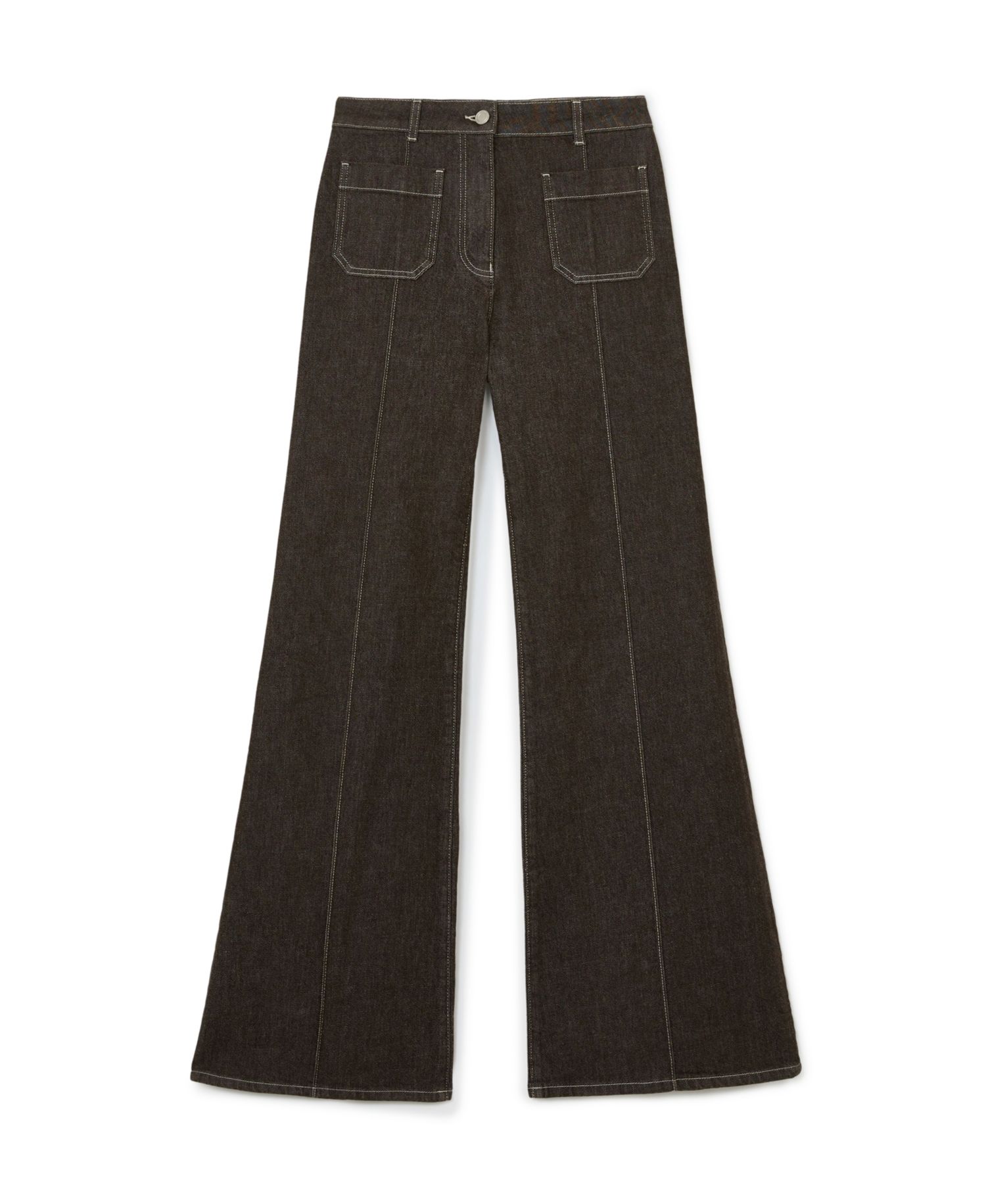 Petite Sakura High-Waisted Flared Patch-Pocket Jeans