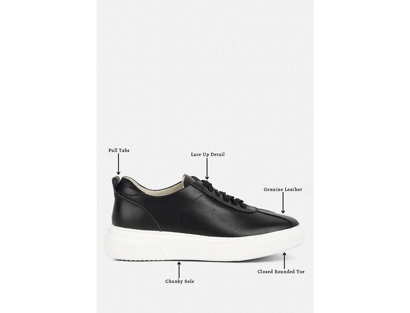 Женские кроссовки Rag & Co Magull Solid Lace Up Leather, цвет: Чёрный — фото 9