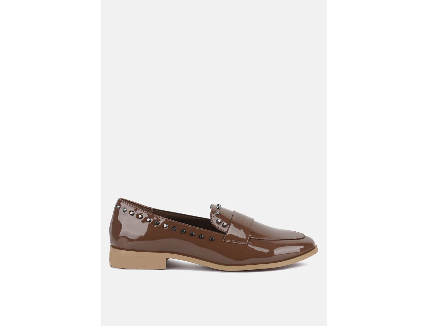 Женские туфли Rag & Co Emilia Patent Stud Penny, цвет: Бежевый / Хаки — фото 5