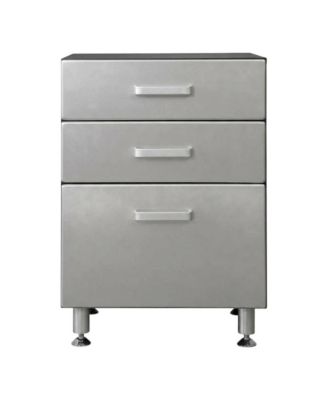 Vinyl Laminate Three-Drawer Storage Cabinet with Metal Accents for Garage