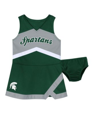 Girls Preschool Green Michigan State Spartans Two-Piece Cheer Captain Jumper Dress & Bloomers Set