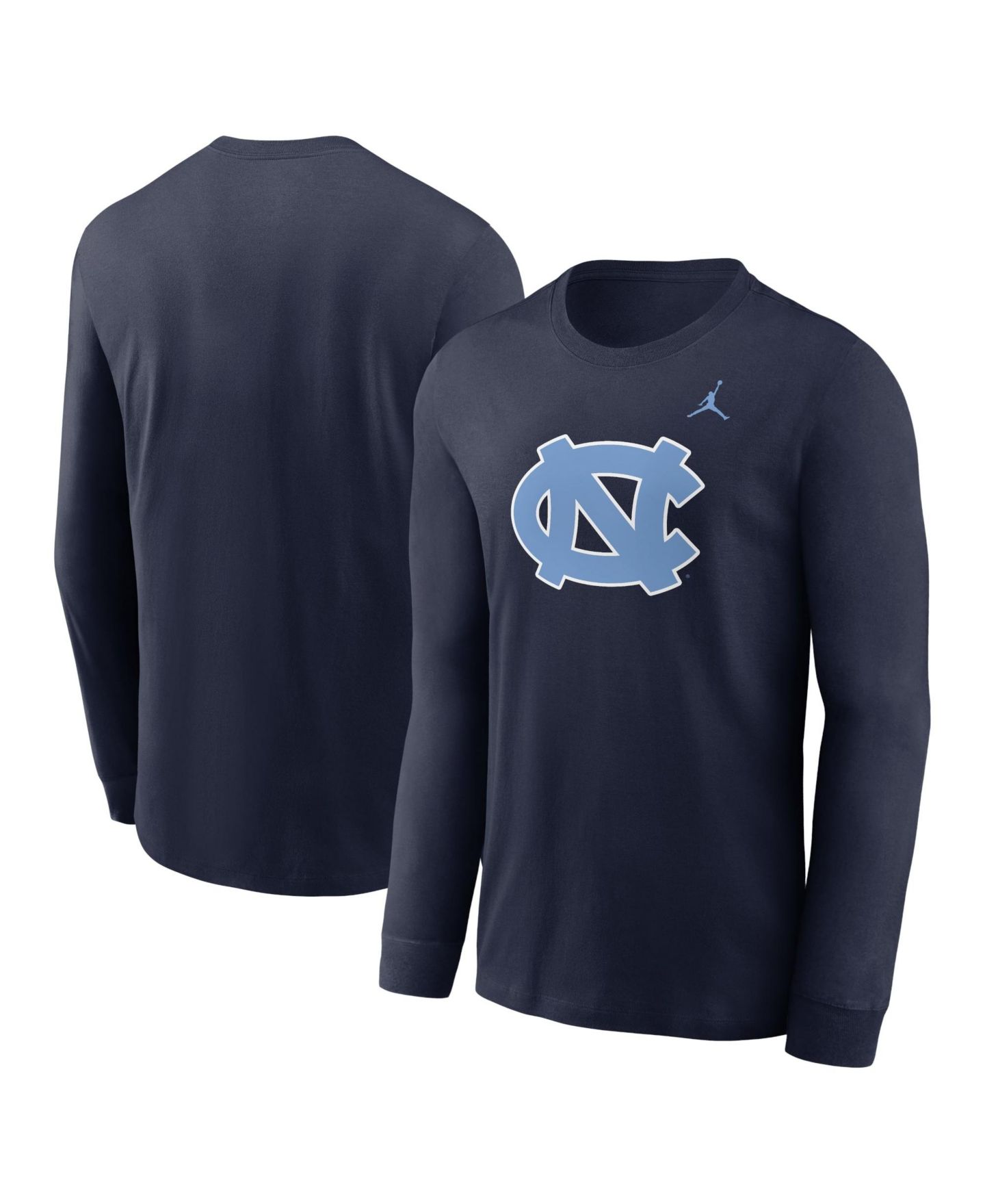 Мужские футболки Jordan Navy North Carolina Tar Heels Primary Logo Long Sleeve — фото 1