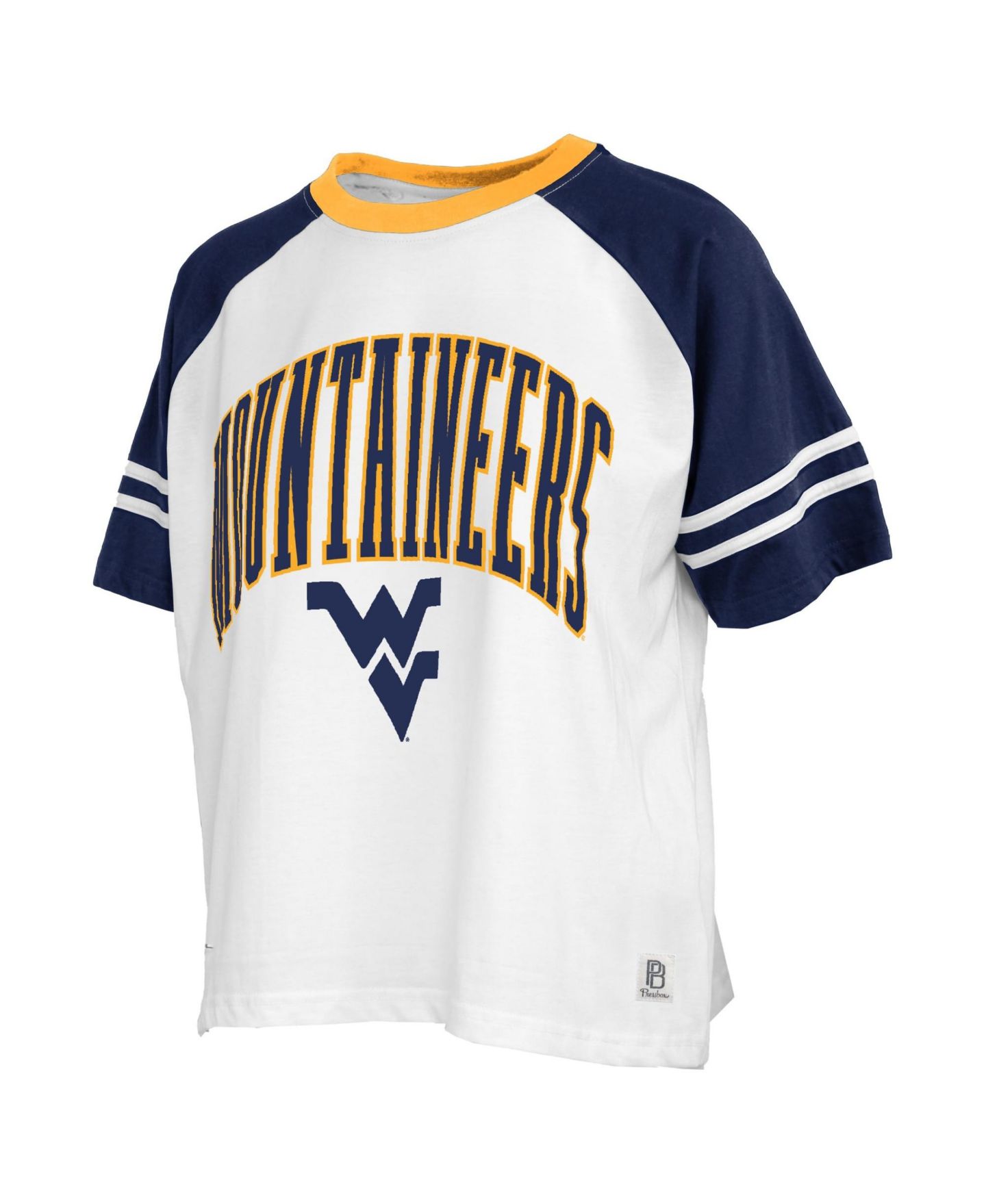 Женская футболка Pressbox White West Virginia Mountaineers Sky Colorblock — фото 2