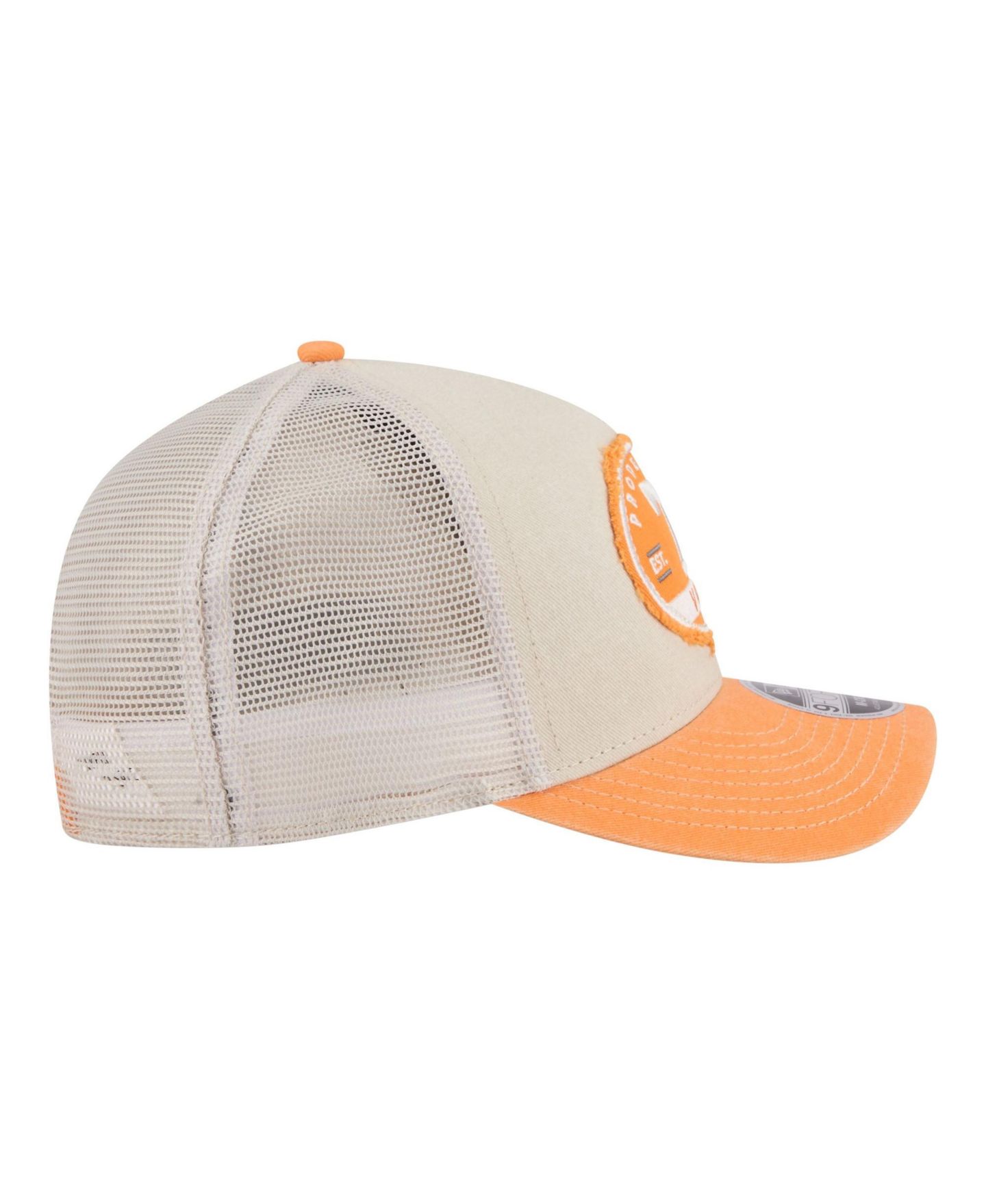 Мужская кепка New Era Stone/Tennessee Orange Tennessee Volunteers Frayed Patch 9FORTY M-Crown A-Frame Trucker Adjustable Hat — фото 7