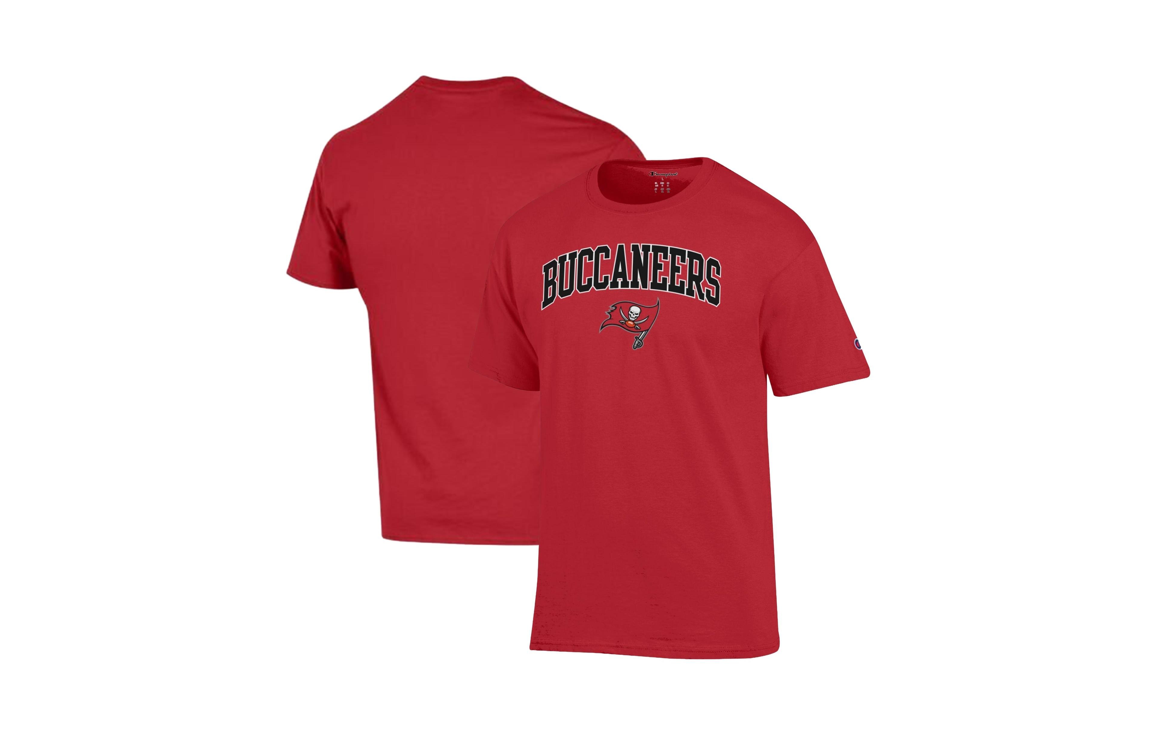 Champion Men's Tampa Bay Buccaneers Screen-Printed Dropped-Shoulder Cotton T-Shirt