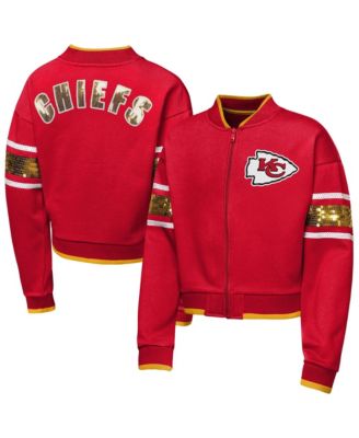 Big Girls  Red Kansas City Chiefs MVP Full-Zip Sequin Bomber Jacket