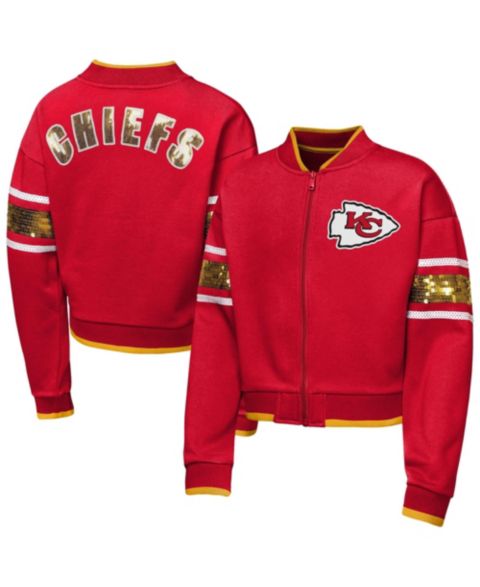Куртка Outerstuff Red Kansas City Chiefs MVP Full-Zip Sequin Bomber для девочек
