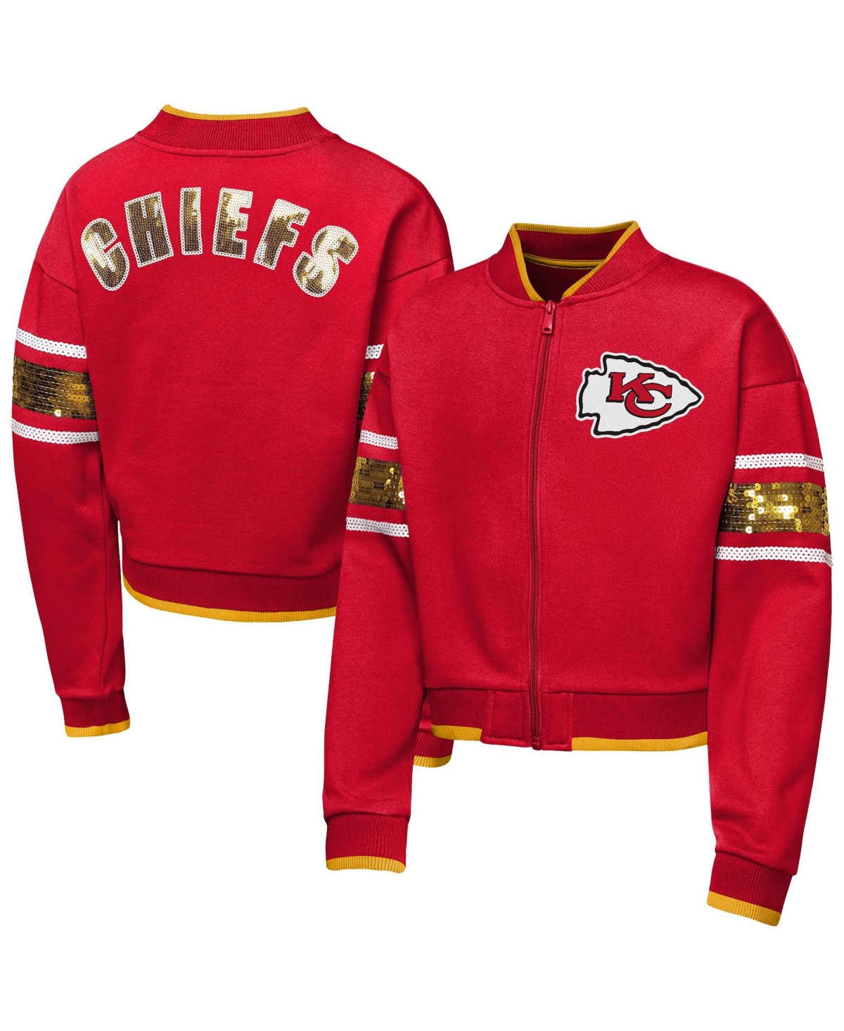 Outerstuff Girls' 4-16 Mvp Kansas City Chiefs Sequin Bomber Jacket