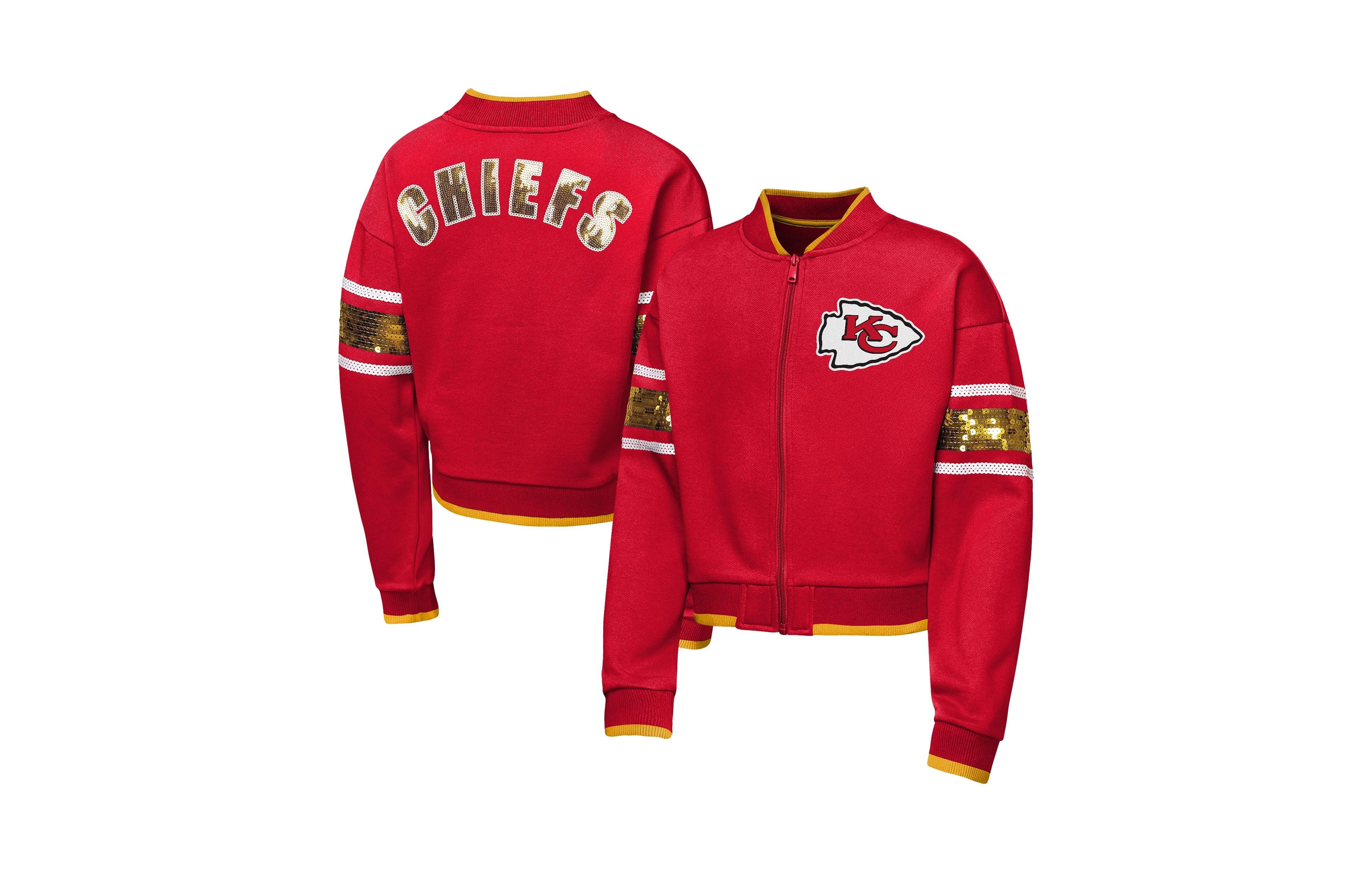 Outerstuff Girls' 4-16 Mvp Kansas City Chiefs Sequin Bomber Jacket