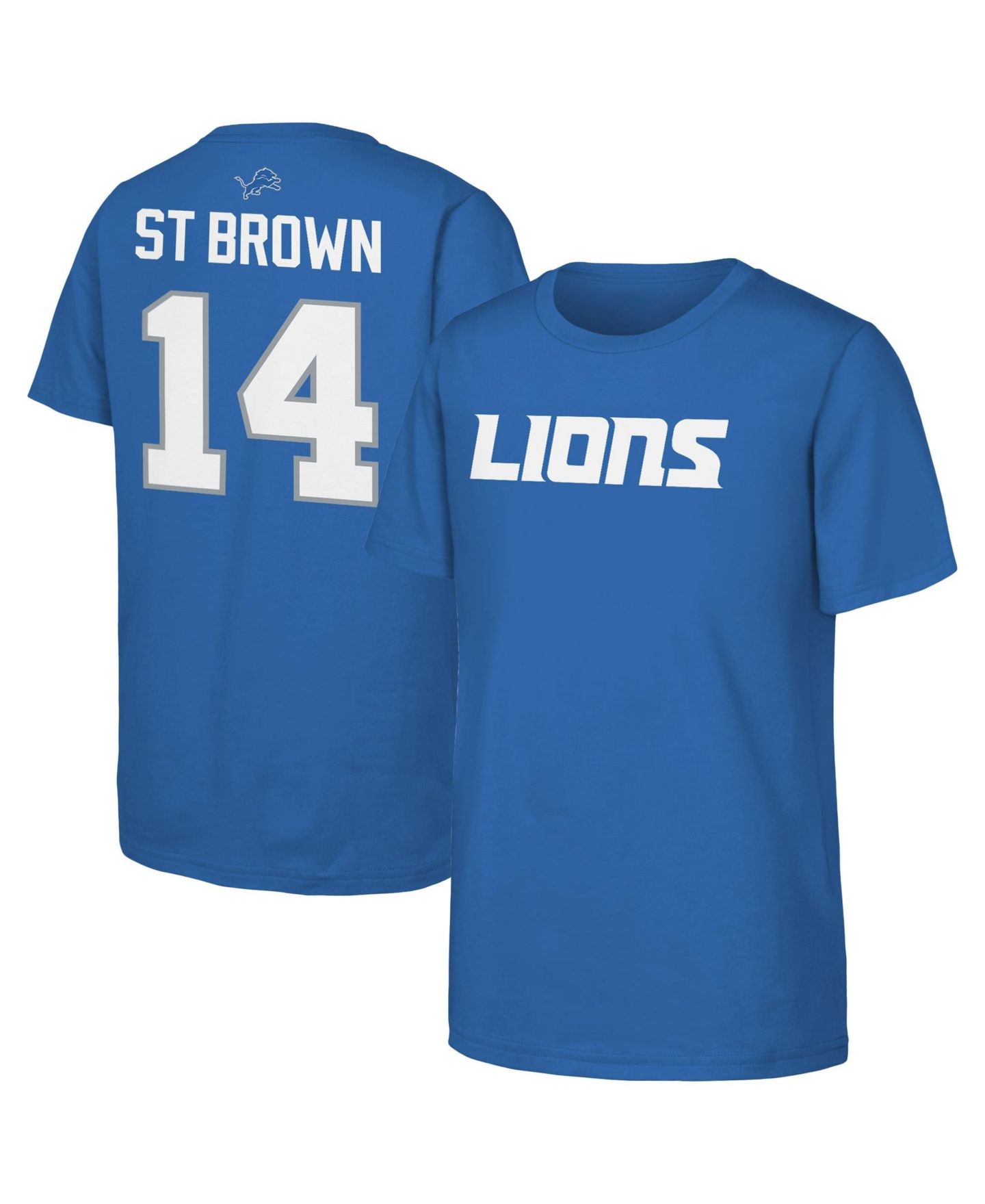 Детская футболка Outerstuff Amon-Ra St. Brown Blue Detroit Lions Name & Number — фото 1