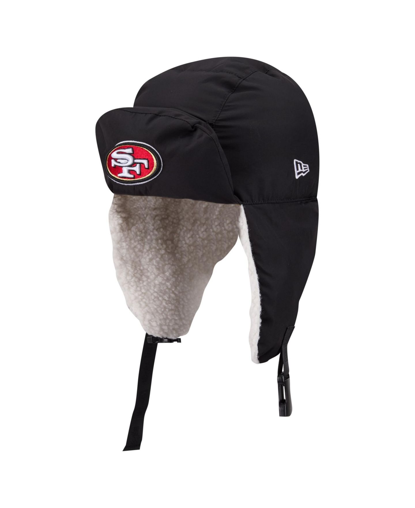 Мужские головные уборы New Era X Alpha Industries Black San Francisco 49ers Puffer Quilted Trapper Hat — фото 1