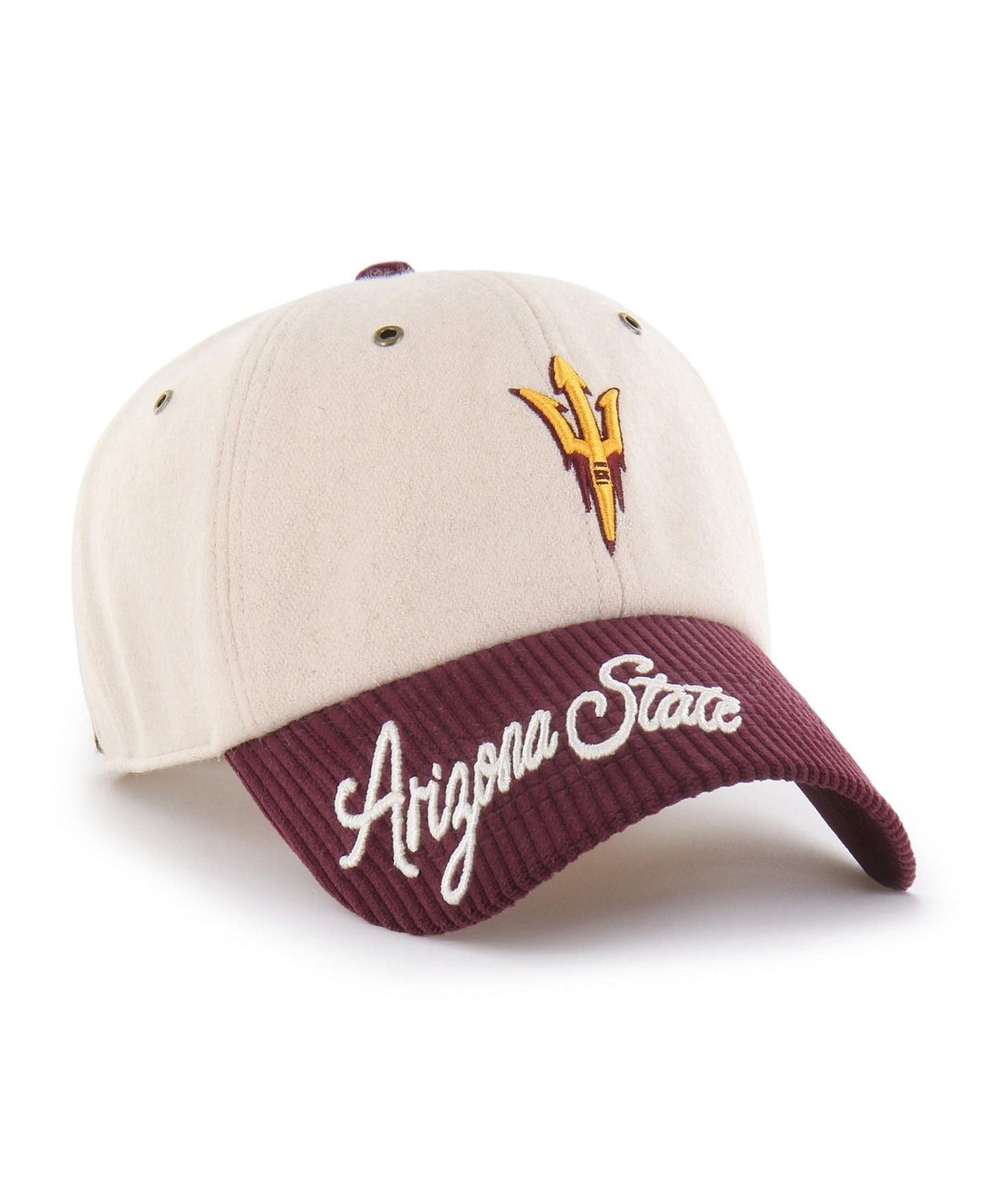 Женская кепка '47 Brand Cream/Maroon Arizona State Sun Devils Rope Script Clean Up Adjustable Hat — фото 1