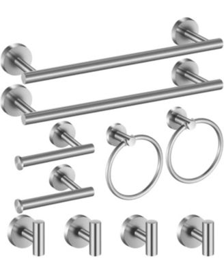 10Pieces 24" Bathroom Hardware Set Towel Bar Toilet Paper Holder Robe Hook