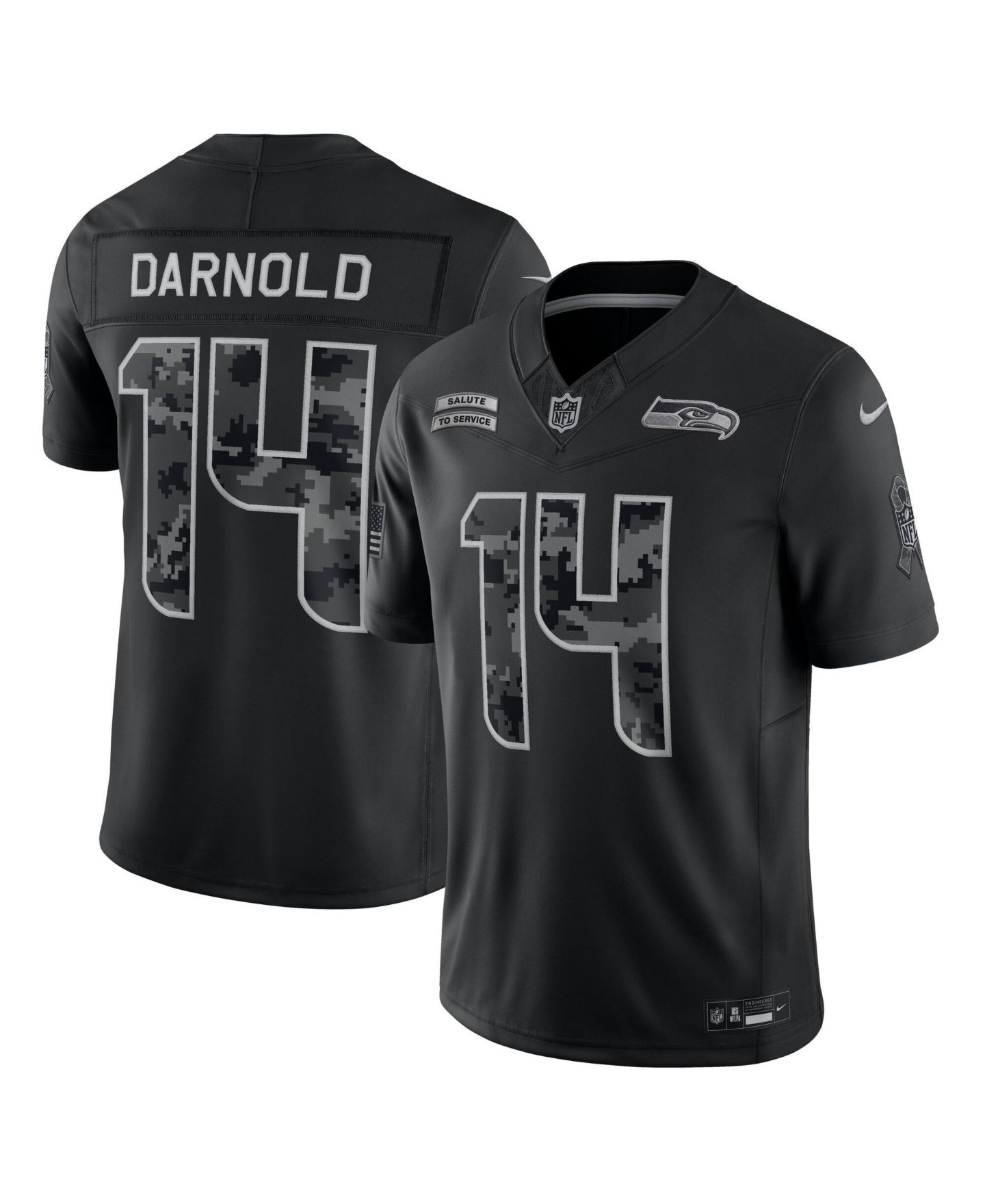 Мужской топ Nike Sam Darnold Black Seattle Seahawks 2026 Salute to Service Limited Jersey — фото 1