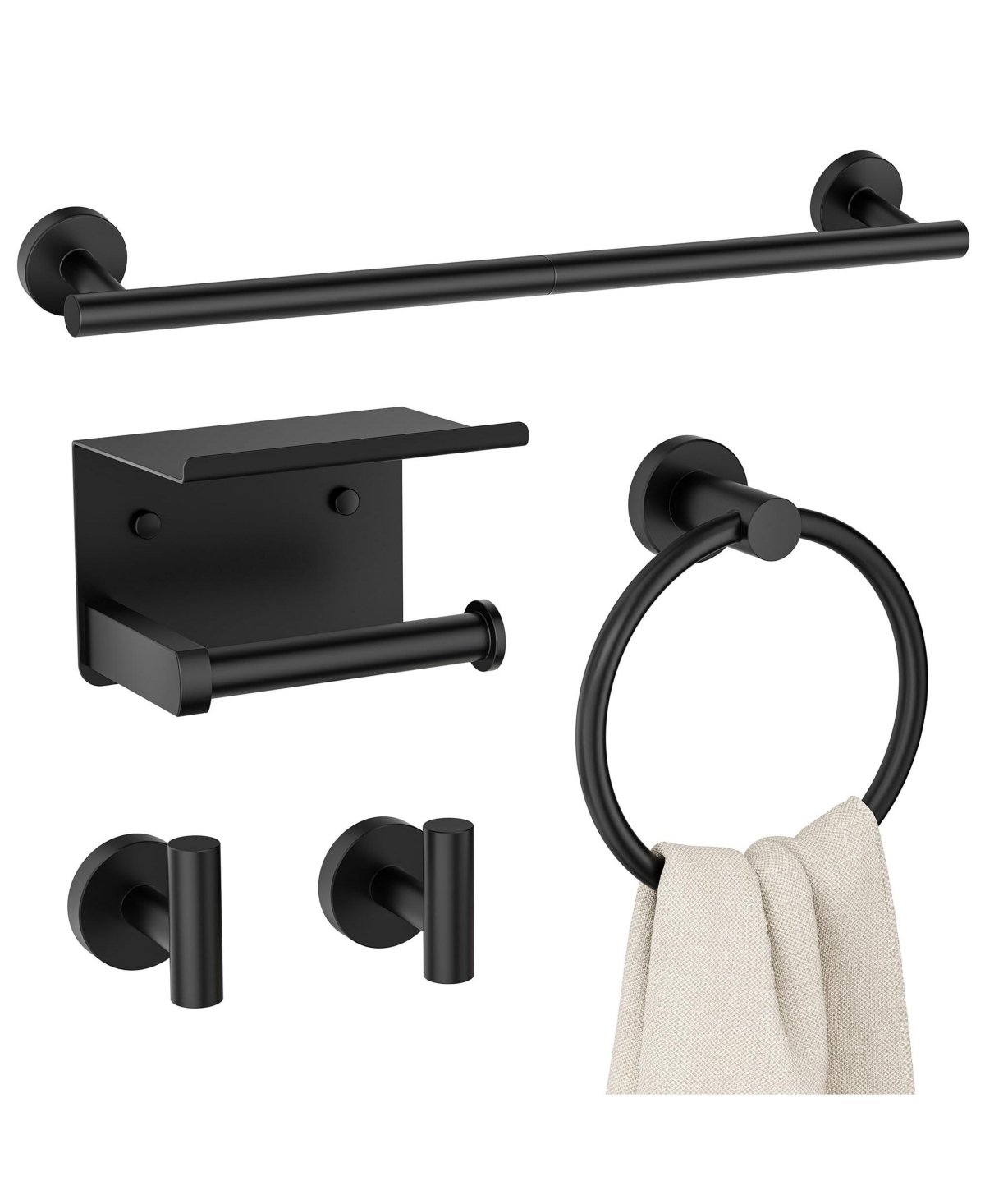 Cyqbd 5 Piece 24" Bathroom Hardware Set Towel Bar - Matte black