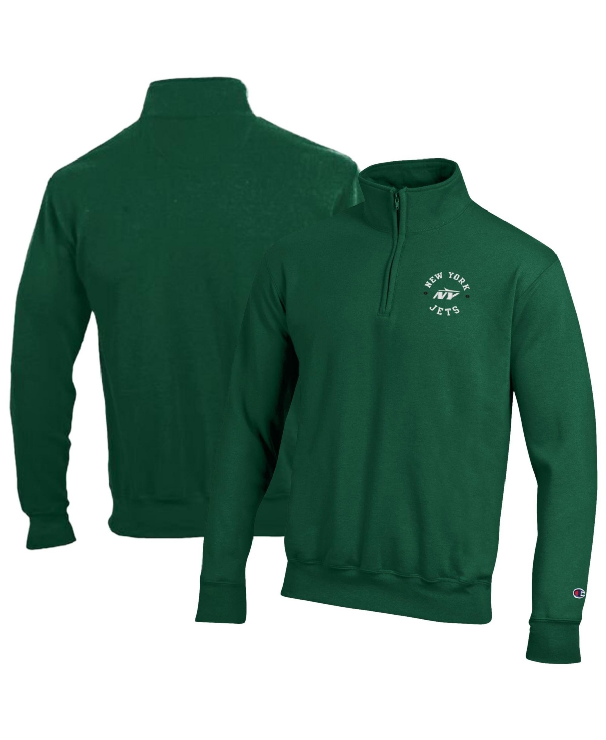 Champion Men's New York Jets Powerblend Quarter-Zip Mock-Neck Pullover Sweatshirt