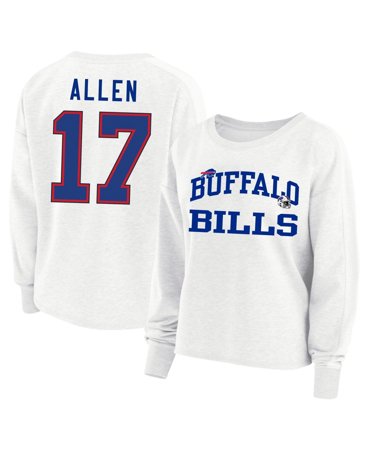 Women's Fanatics Josh Allen White Buffalo Bills Plus Size Oversized Name & Number Sweatshirt