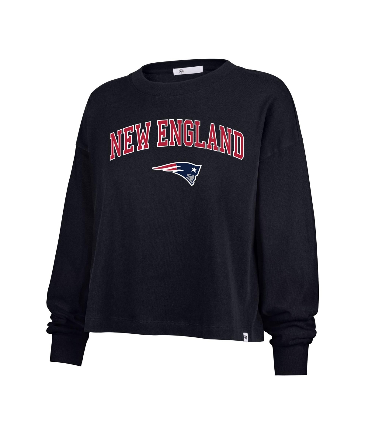'47 Brand Women's Plus Size New England Patriots Sydney Arch Crew Neck Long-Sleeve T-Shirt