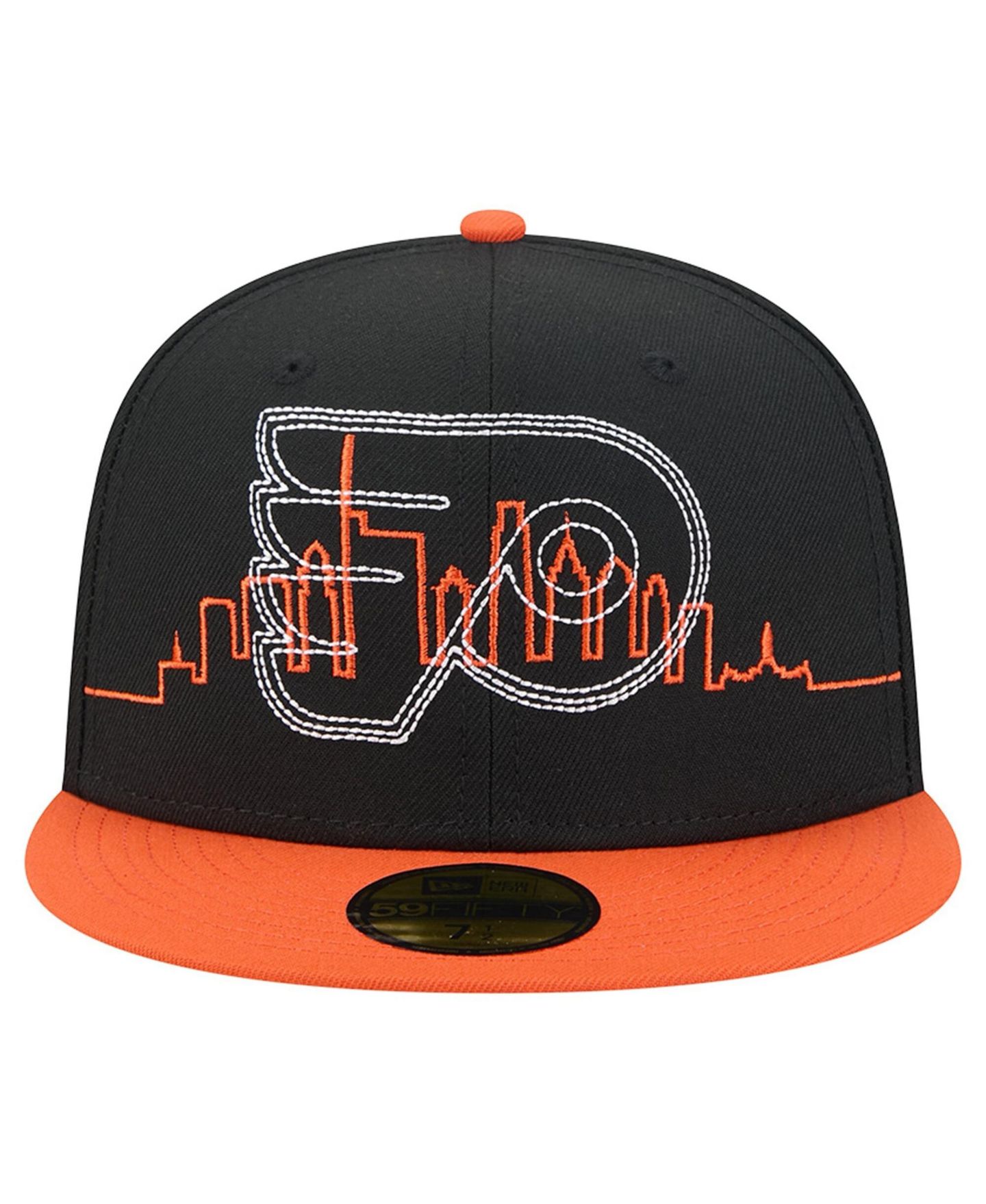 Мужская кепка New Era Black/Orange Philadelphia Flyers City Icon Stitched Overlay 59FIFTY Fitted Hat — фото 2