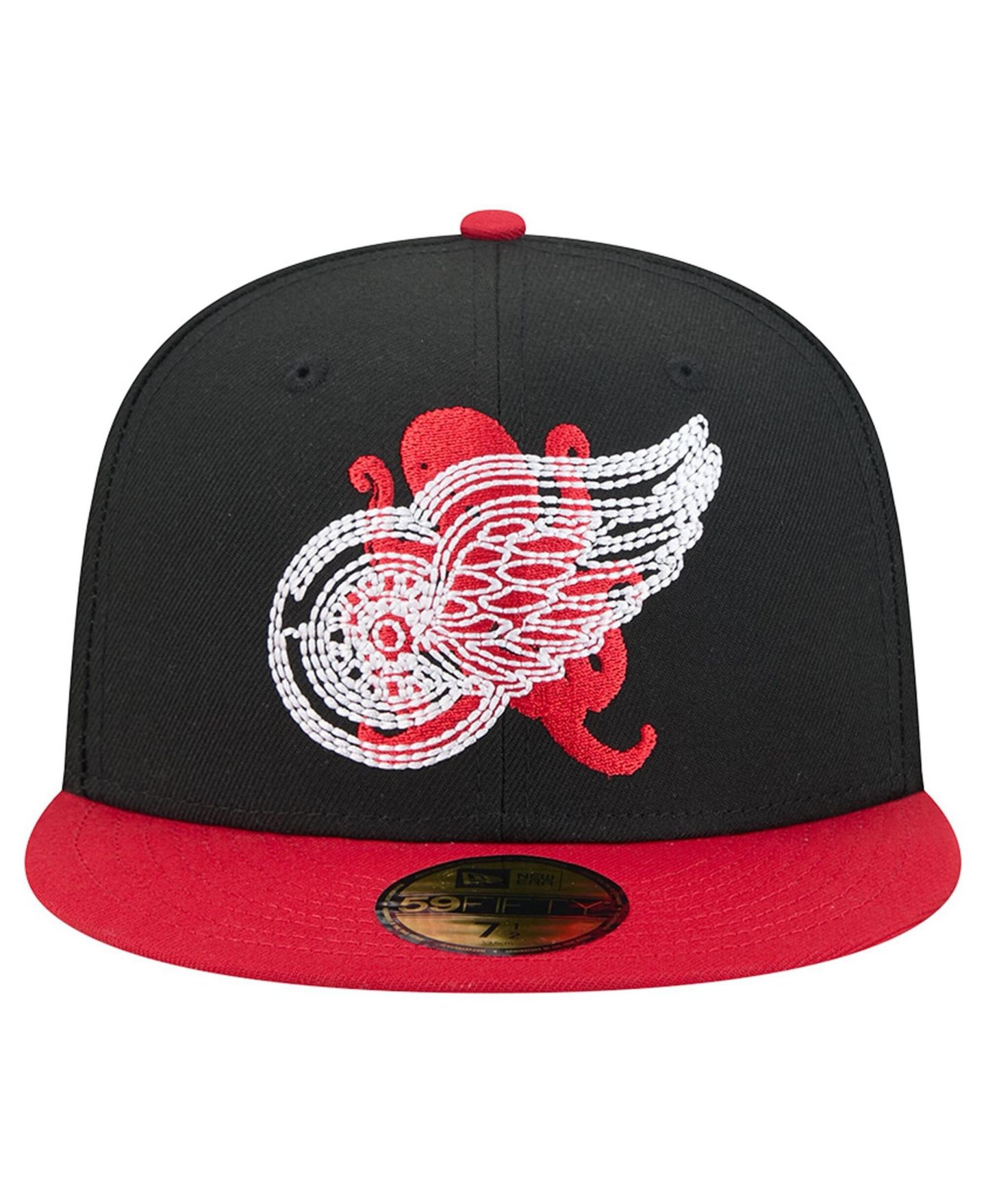 Мужская кепка New Era Black/Red Detroit Red Wings City Icon Stitched Overlay 59FIFTY Fitted Hat — фото 2