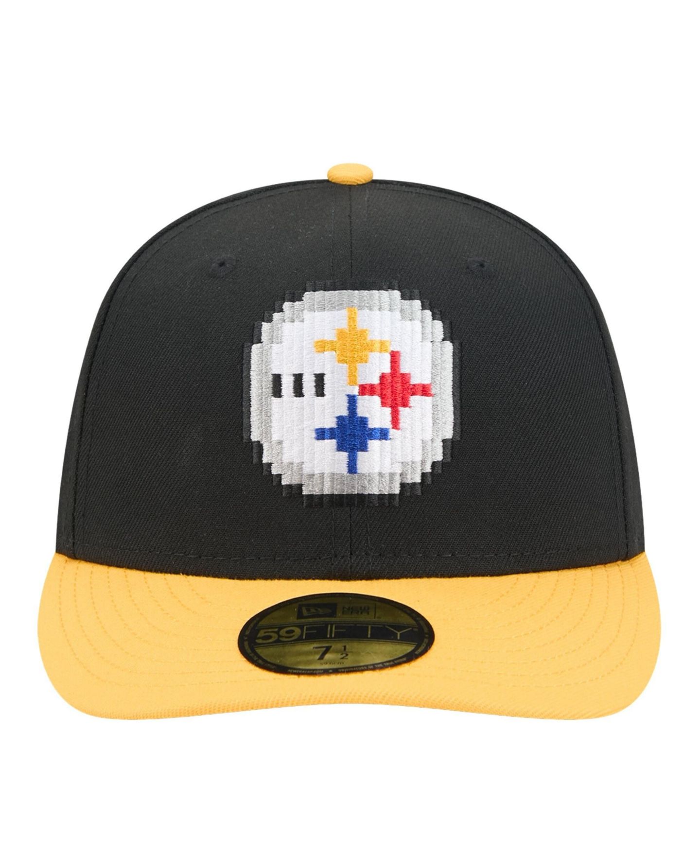 Мужская кепка New Era Black/Gold Pittsburgh Steelers Pixel Curved 59FIFTY Fitted Hat — фото 2