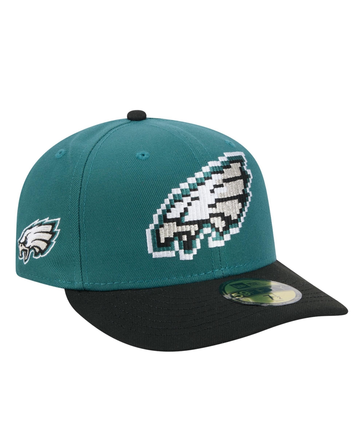 Men's New Era Midnight Green/Black Philadelphia Eagles Pixel Curved 59FIFTY Fitted Hat