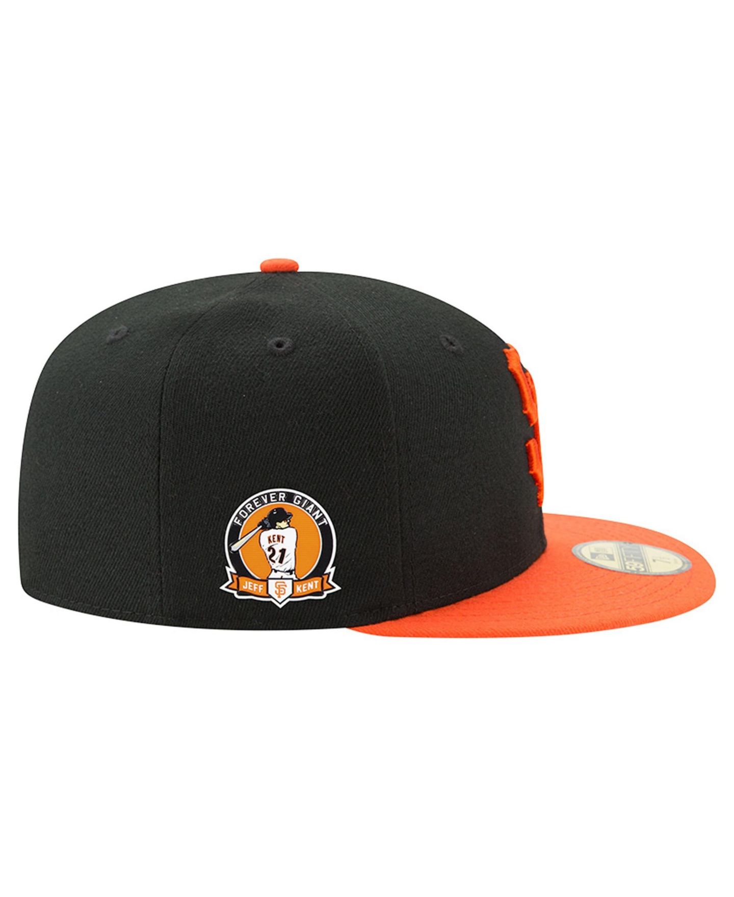 Мужская кепка New Era Black/Orange San Francisco Giants Jeff Kent Number Retirement Authentic Collection 59FIFTY Fitted Hat, цвет: Чёрный / Оранжевый — фото 5