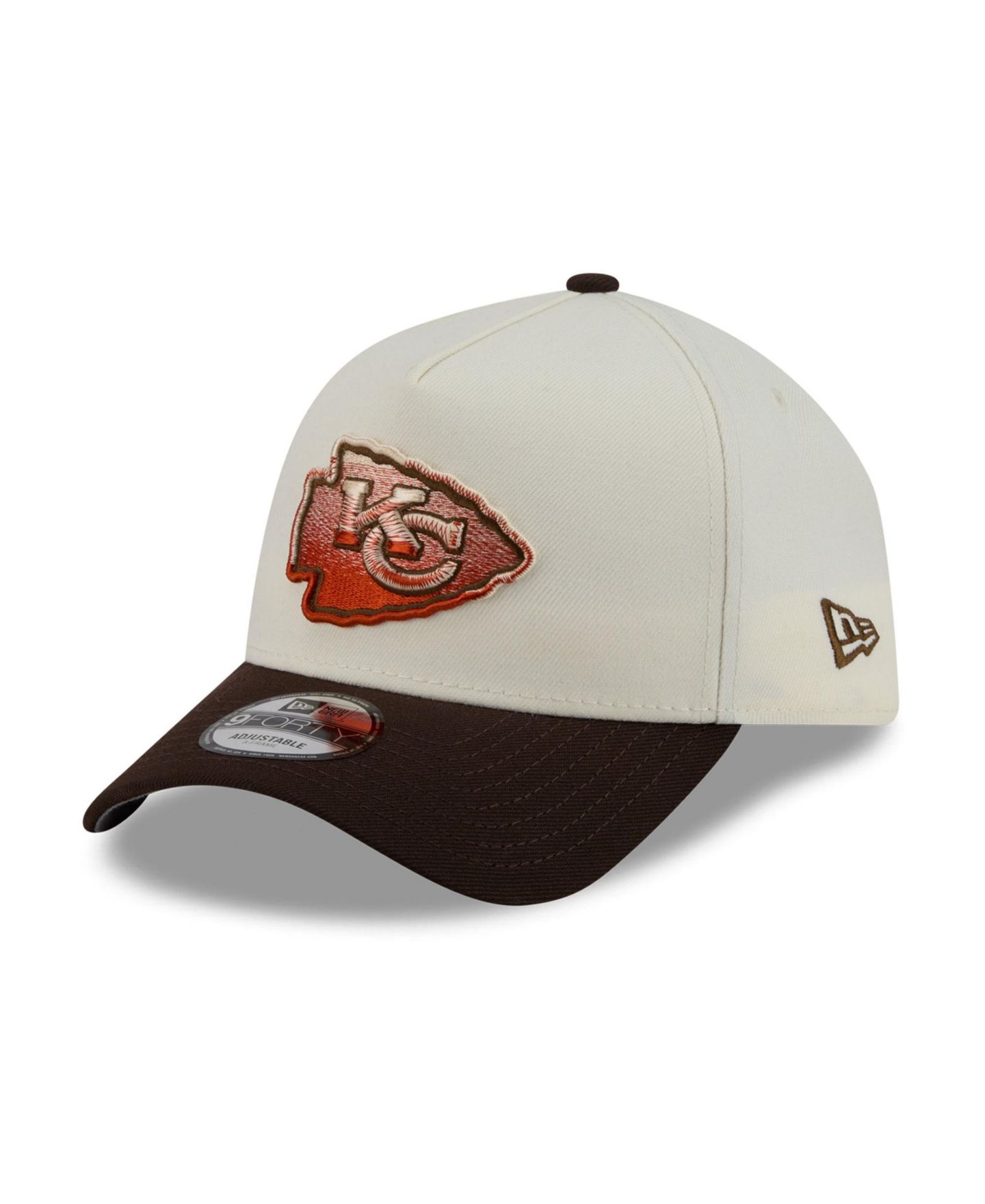 Мужская кепка New Era Cream/Brown Kansas City Chiefs Pumpkin Spice A-Frame 9FORTY Adjustable Hat — фото 3