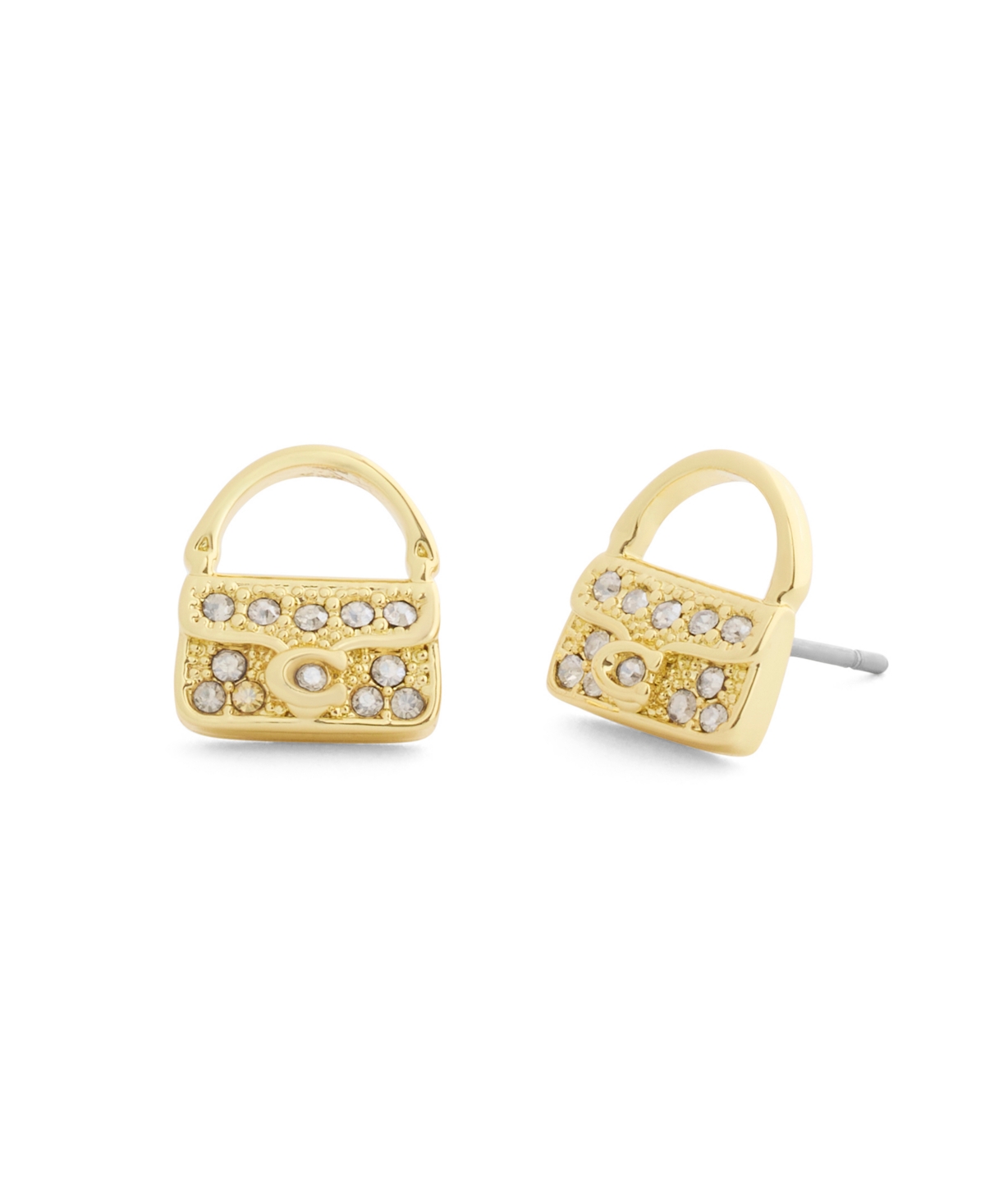 Coach Glass Crystal Gold-Tone Pave Tabby Stud Earrings