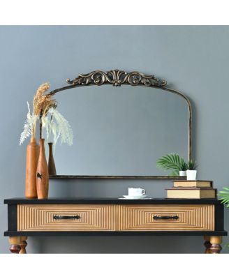 35" x 25" Vintage Baroque Arched Wall Mirror with Metal Frame