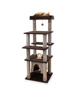 58 Inch Cat Tower with Swaying Aerial Condo Skylight and 22 Inch Plush Perch Bed