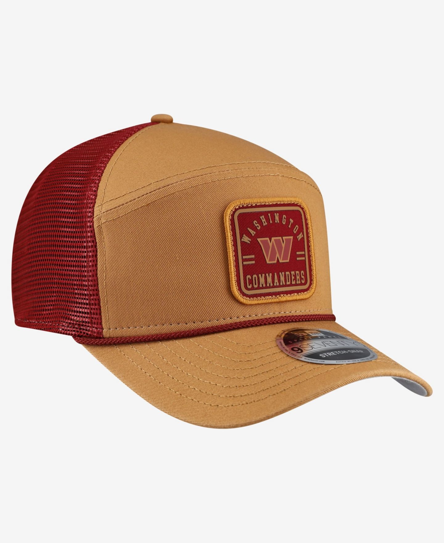 Мужская кепка New Era Brown/Burgundy Washington Commanders Team Patch Split Panel 9SEVENTY Adjustable Trucker Hat — фото 3