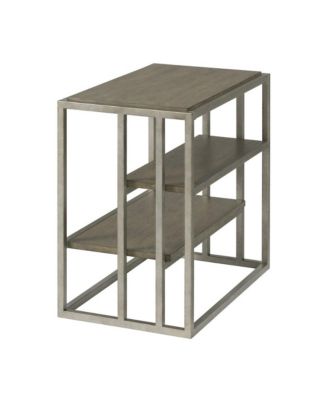 Padena Metal Frame Wood Living Room Chairside Table with Shelf