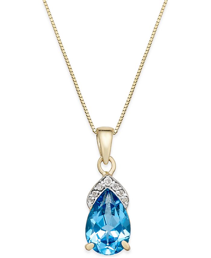 Macy's Blue Topaz (2-3/8 ct. t.w.) and Diamond Accent Pendant Necklace ...