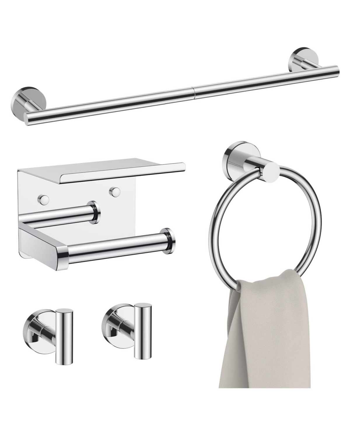 Cyqbd 5 Piece 24" Bathroom Hardware Set Towel Bar - Chrome