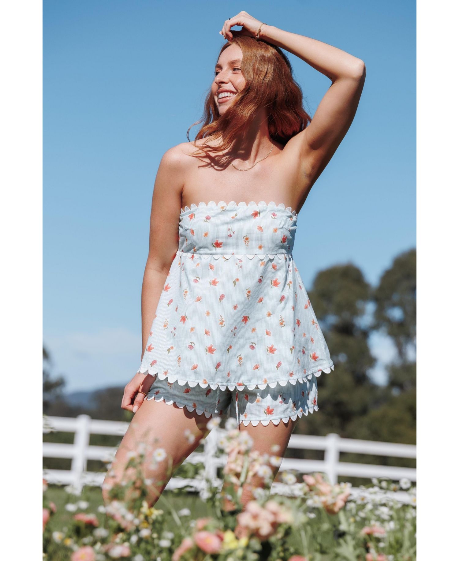 Women's Kyle Strapless High-Waisted Cotton Top and Shorts, 2-Piece Set