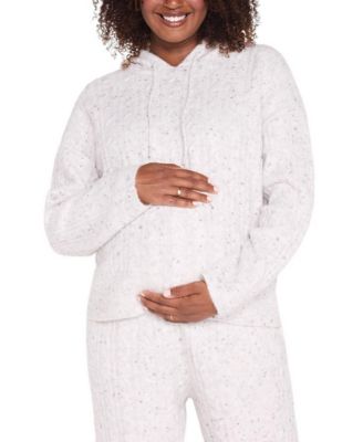Women's Motherhood Long Sleeve Cable Knit Sweater Hoodie