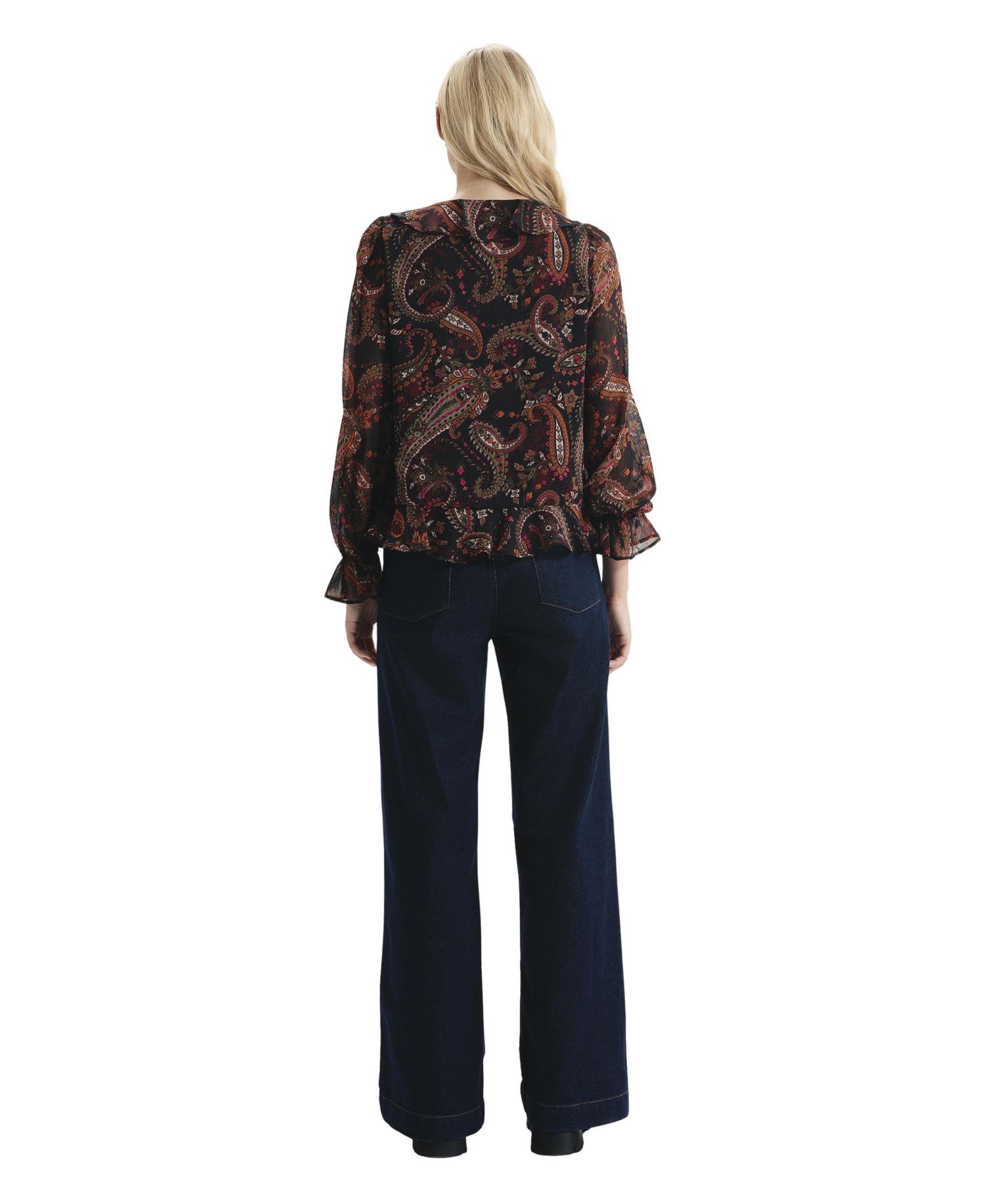 Women's Janelle Printed Chiffon Long-Sleeve Blouse