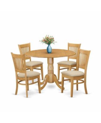 Elegant Brown Oak Dining Room Table Set for 4, Small Kitchen Table Set