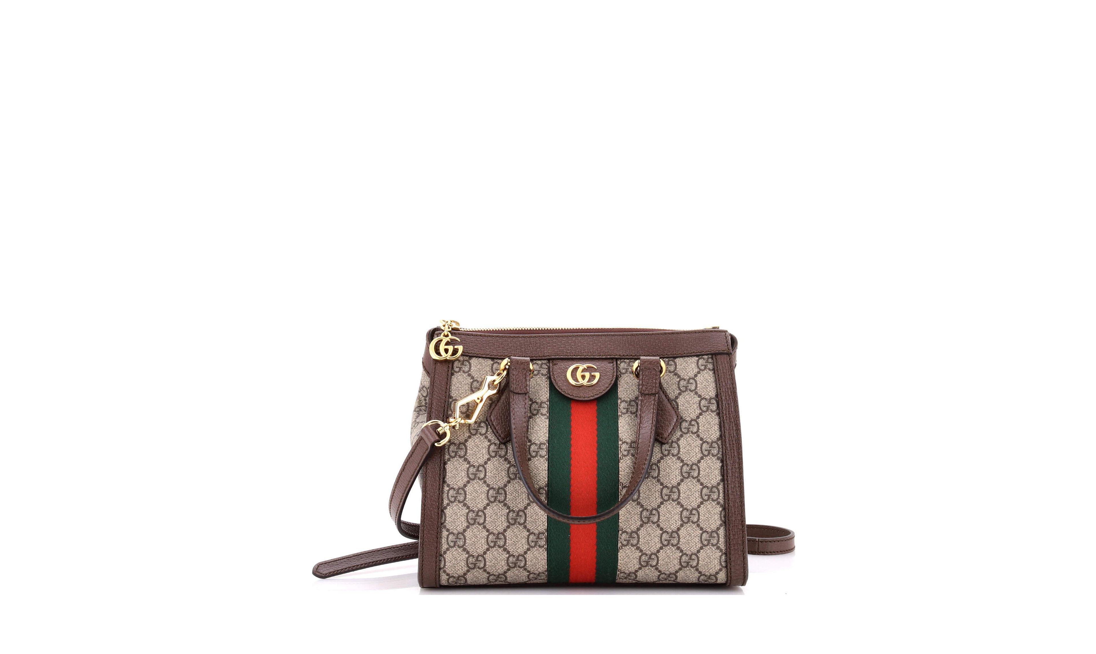Pre-Owned Gucci Small Ophidia Top Handle Coated Canvas Tote