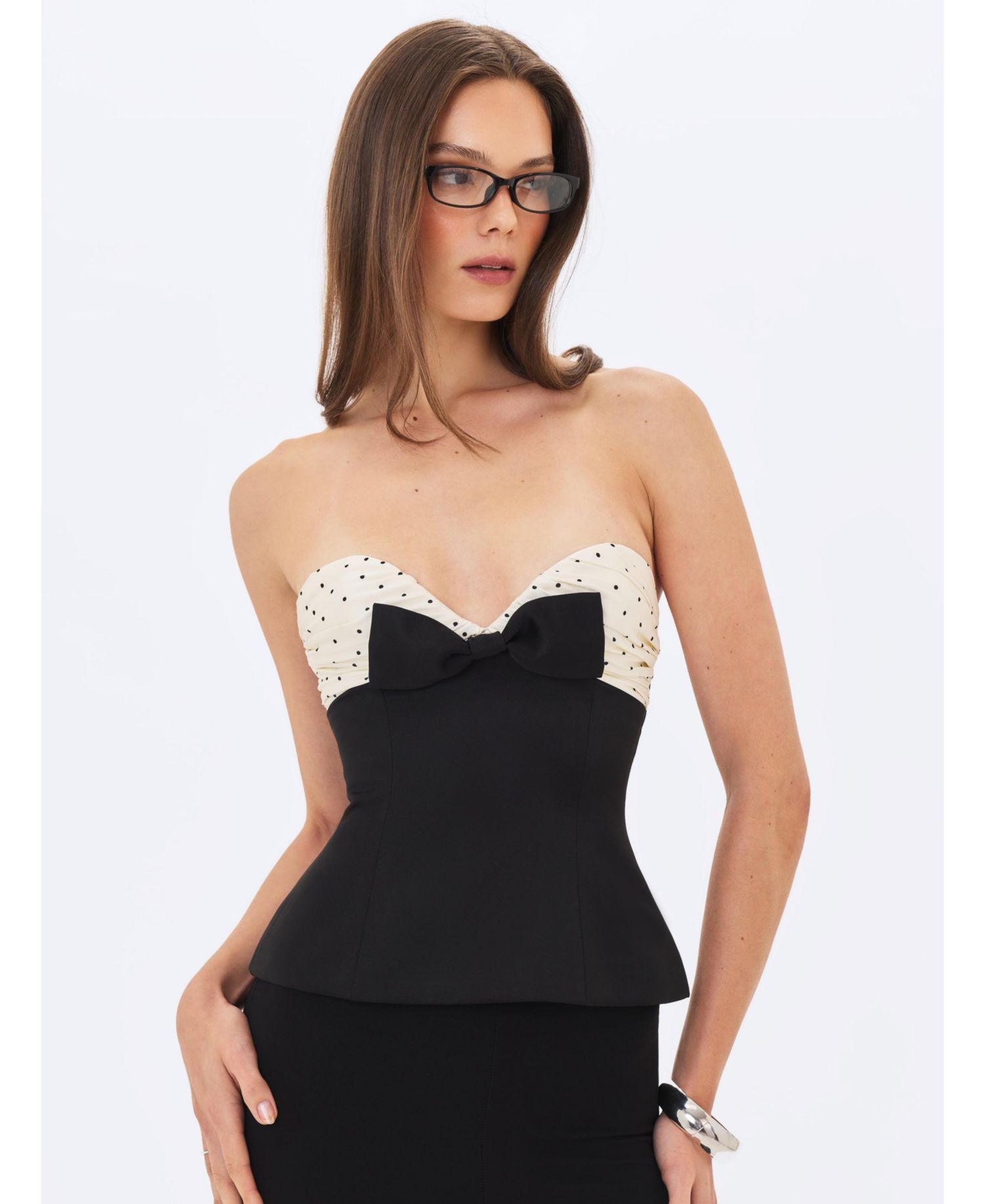 Women's Ulrike Polka Dot Sweetheart Peplum Top