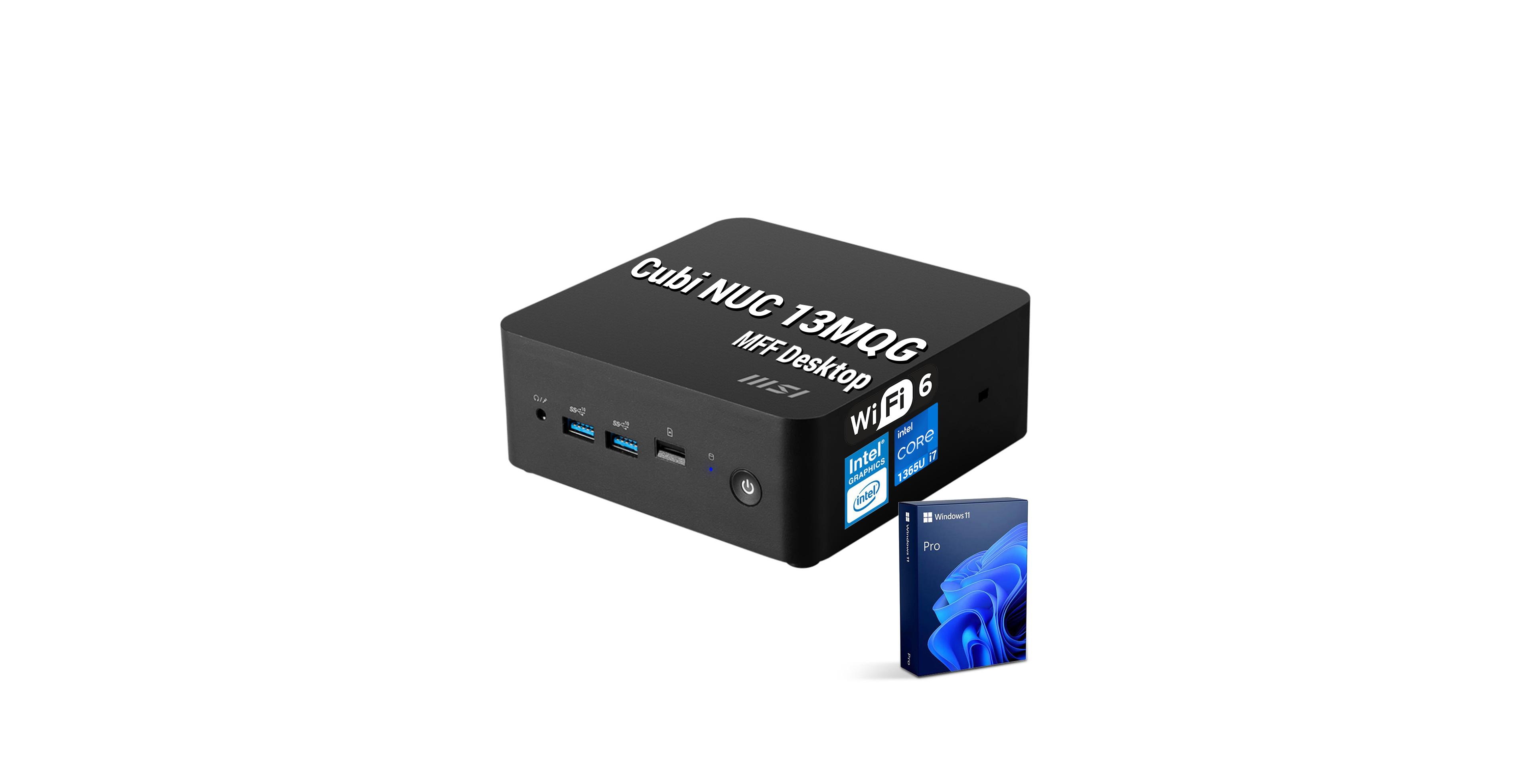 Msi Cubi Nuc Business Mff Desktop, Intel Core i7-1365U, Intel Iris Xe Graphics, 32GB DDR5, 1TB Ssd, Wi-Fi 6, Windows 11 Pro, Black