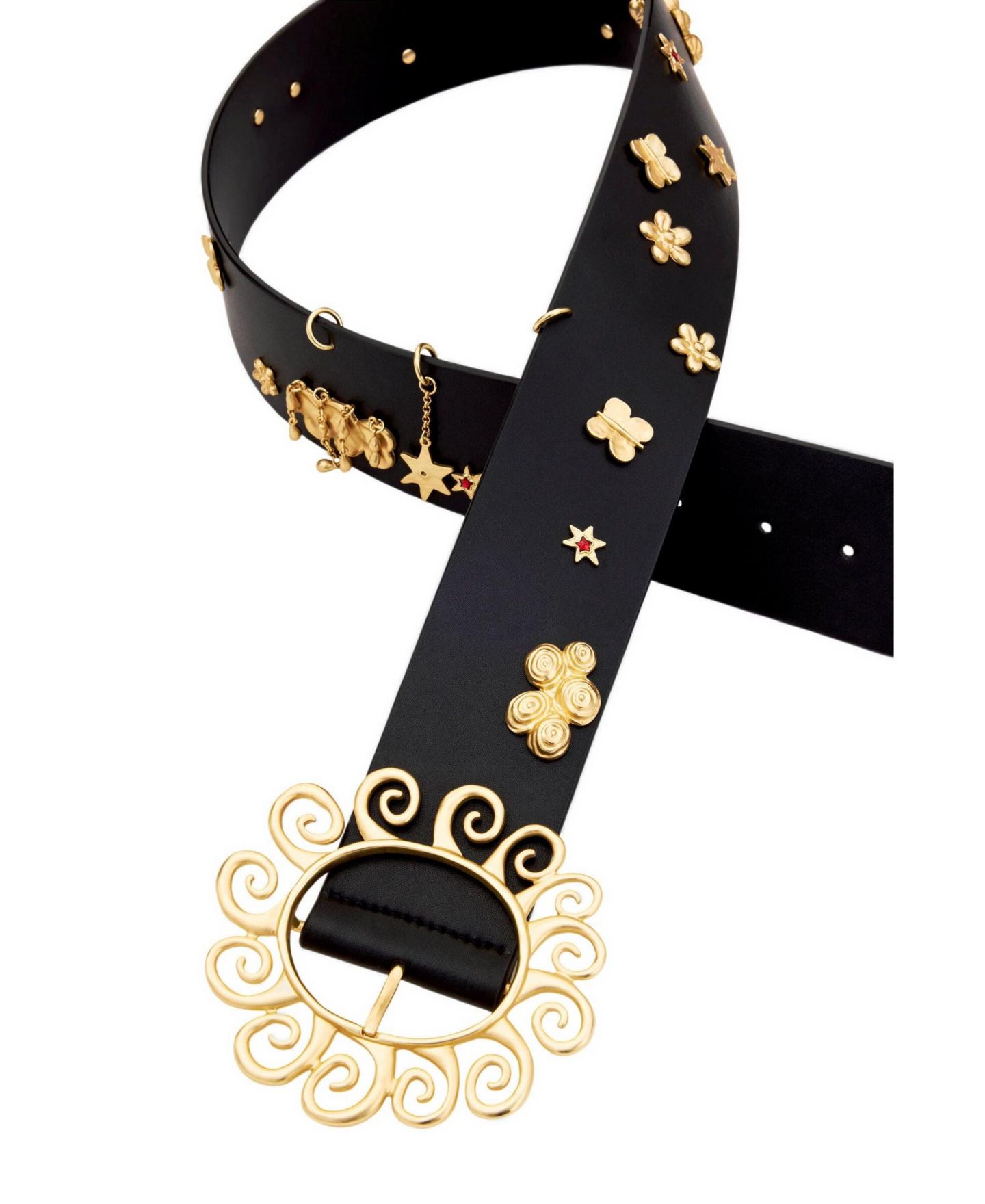 Женский ремень Desigual Leather Belt Stars, цвет: Чёрный — фото 1