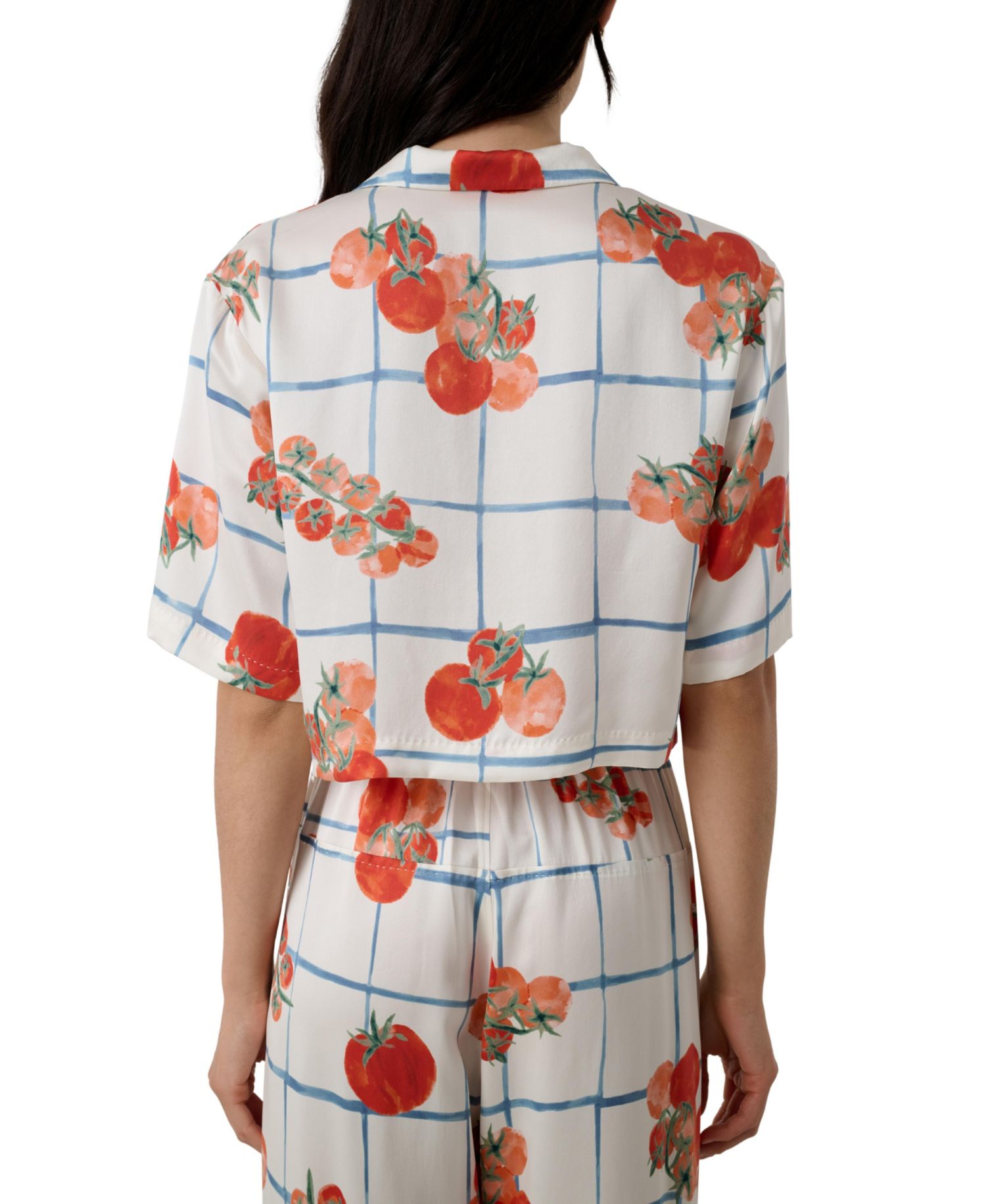 Women's Washable Silk High-Waisted Button-Down Top and Pant, 2-Piece Pajama Set