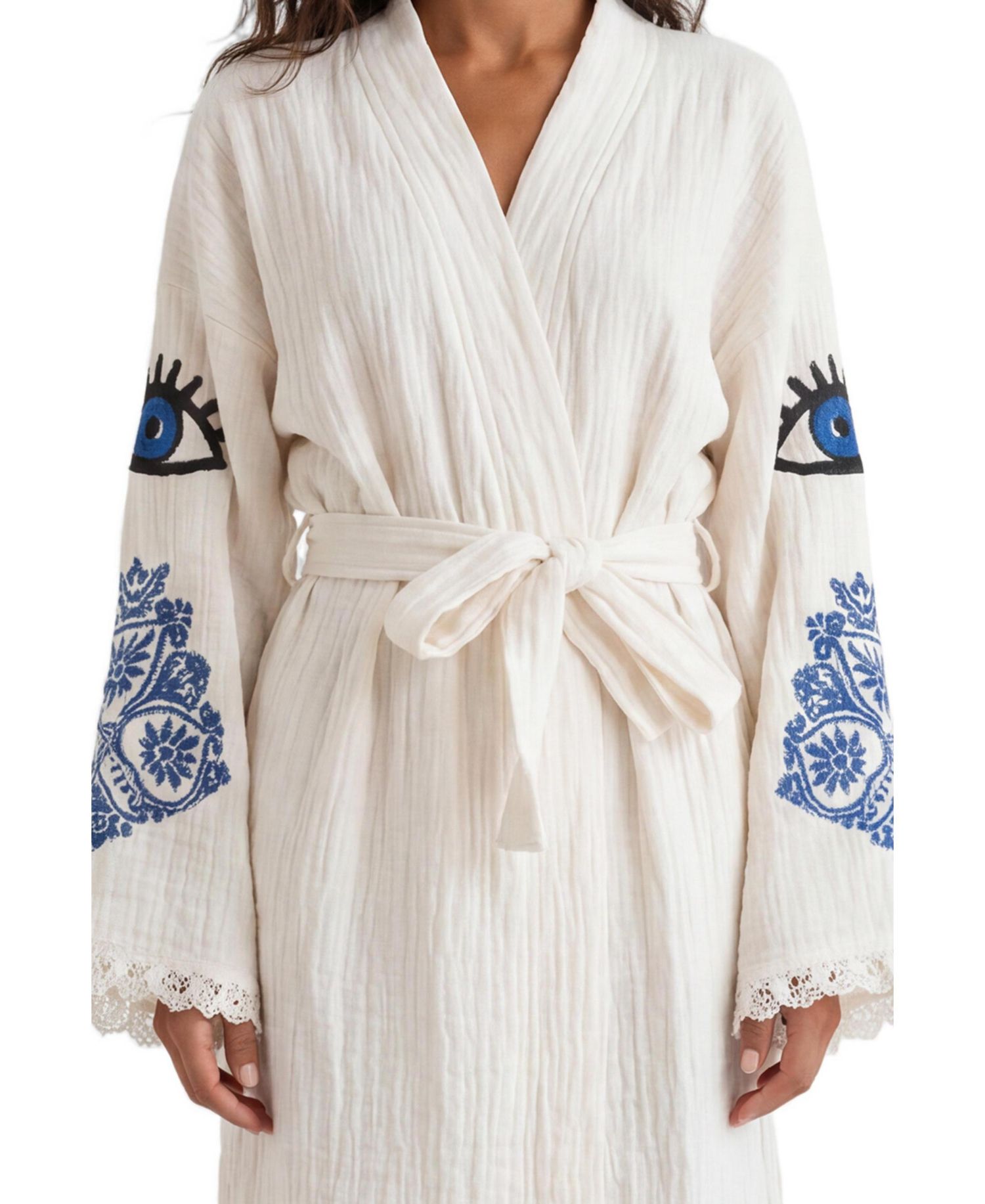 Women's Iris Mandala Jacquard V-Neck Long-Sleeve Robe