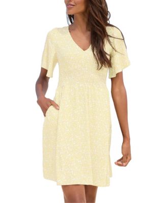 Women's Floral-Print Fit-and-Flare Ruched Dress
